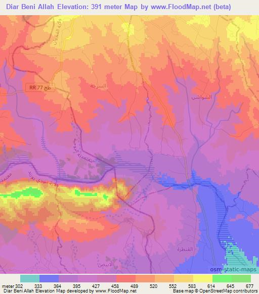 Diar Beni Allah,Tunisia Elevation Map