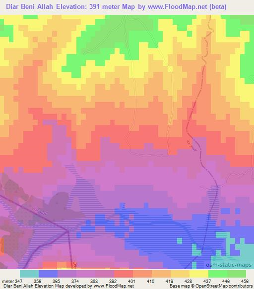 Diar Beni Allah,Tunisia Elevation Map