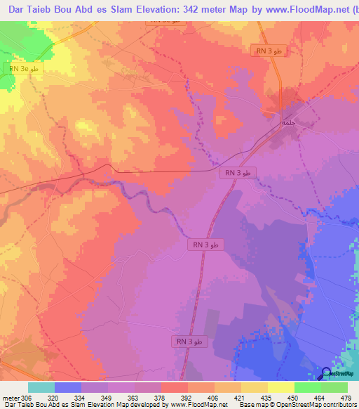 Dar Taieb Bou Abd es Slam,Tunisia Elevation Map