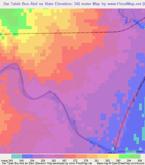 Dar Taieb Bou Abd es Slam,Tunisia Elevation Map