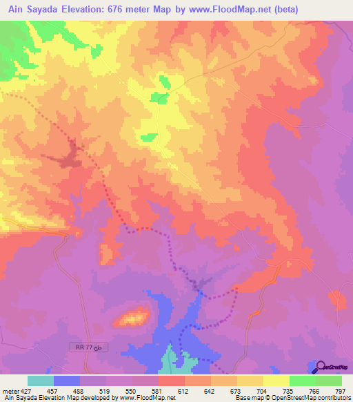 Ain Sayada,Tunisia Elevation Map