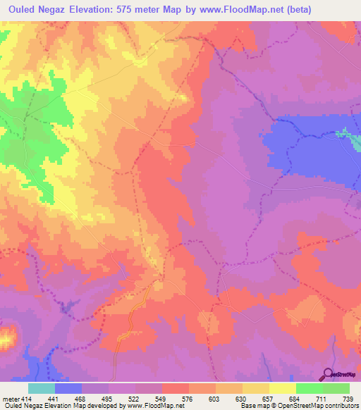 Ouled Negaz,Tunisia Elevation Map