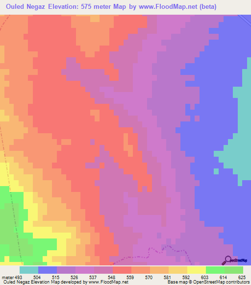 Ouled Negaz,Tunisia Elevation Map
