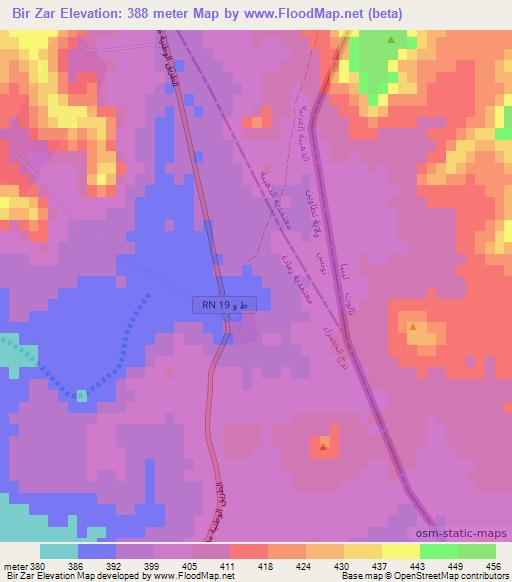 Bir Zar,Tunisia Elevation Map