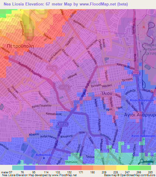 Nea Liosia,Greece Elevation Map