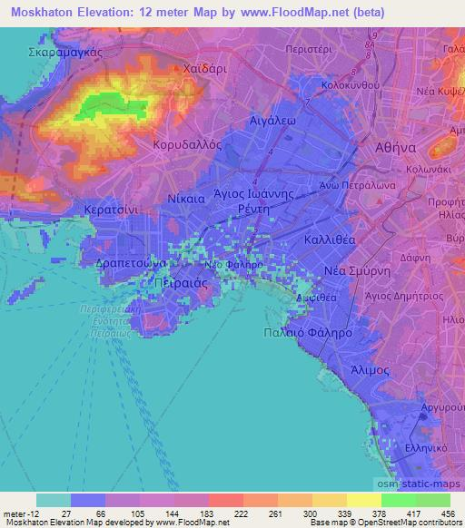 Moskhaton,Greece Elevation Map