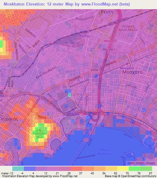 Moskhaton,Greece Elevation Map