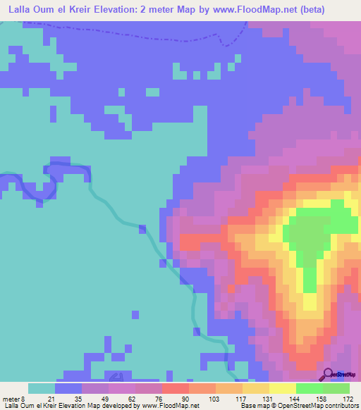 Lalla Oum el Kreir,Algeria Elevation Map