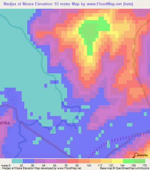 Medjez el Mzara,Algeria Elevation Map