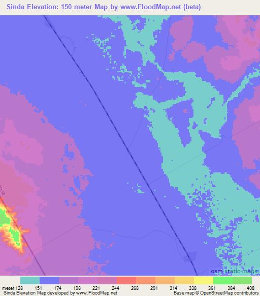 Sinda,Congo (Brazzaville) Elevation Map