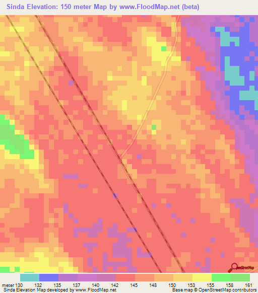 Sinda,Congo (Brazzaville) Elevation Map
