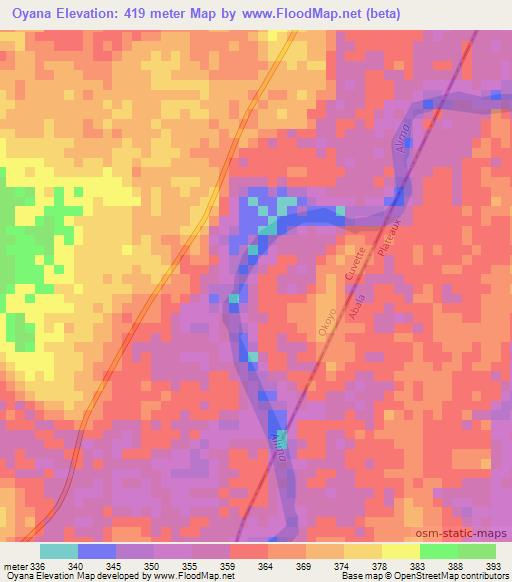 Oyana,Congo (Brazzaville) Elevation Map