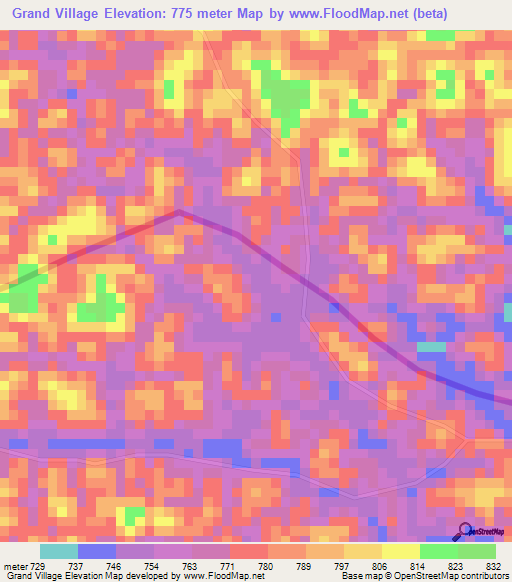 Grand Village,Congo (Brazzaville) Elevation Map