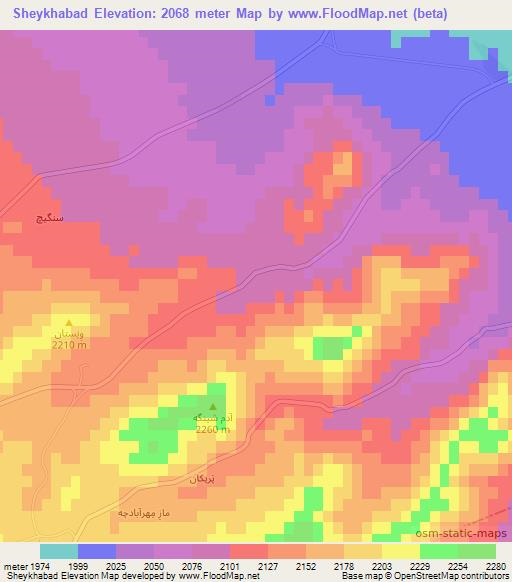 Sheykhabad,Iran Elevation Map