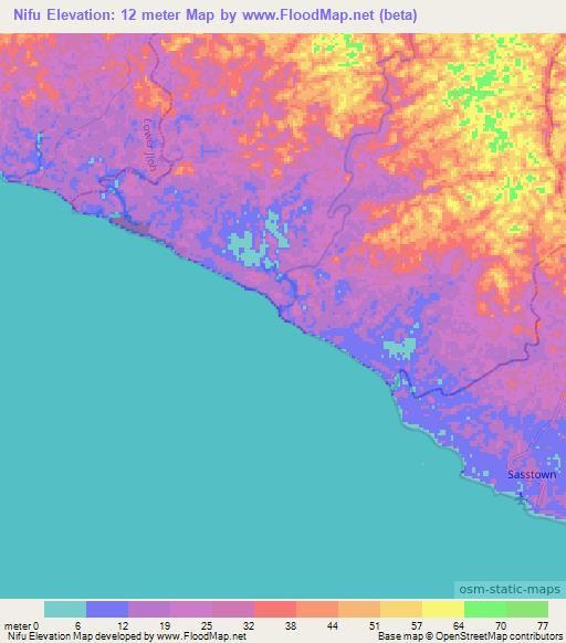 Nifu,Liberia Elevation Map