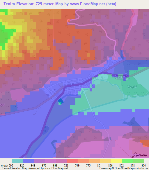Tenira,Algeria Elevation Map