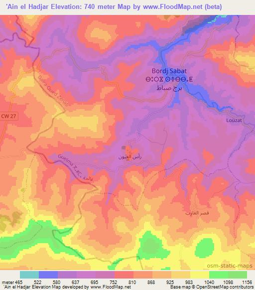 'Ain el Hadjar,Algeria Elevation Map
