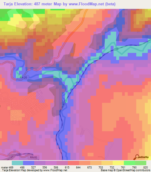 Tarja,Algeria Elevation Map