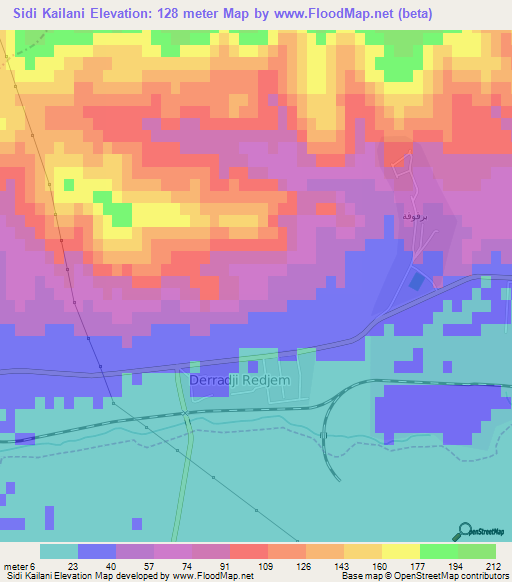 Sidi Kailani,Algeria Elevation Map
