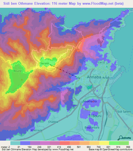 Sidi ben Othmane,Algeria Elevation Map