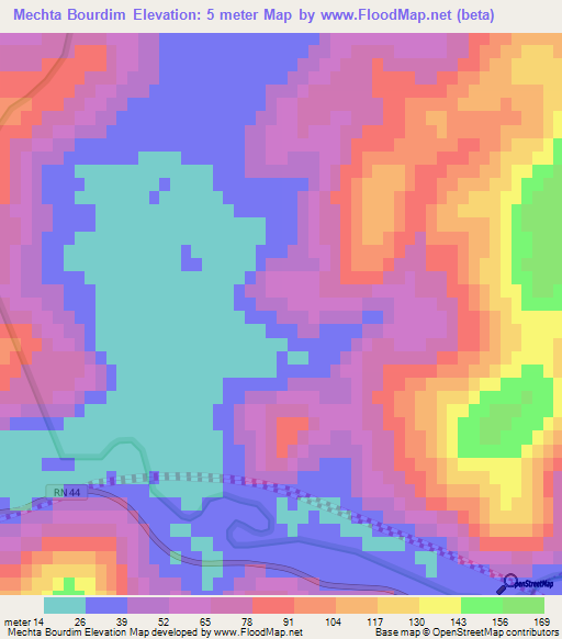 Mechta Bourdim,Algeria Elevation Map