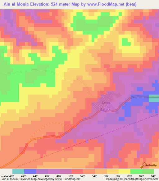 Ain el Mouia,Tunisia Elevation Map