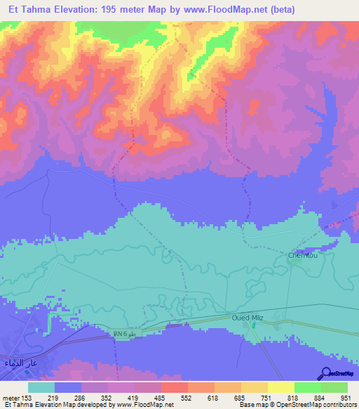 Et Tahma,Tunisia Elevation Map