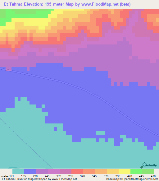 Et Tahma,Tunisia Elevation Map