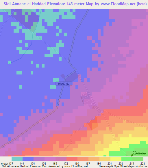 Sidi Atmane el Haddad,Tunisia Elevation Map