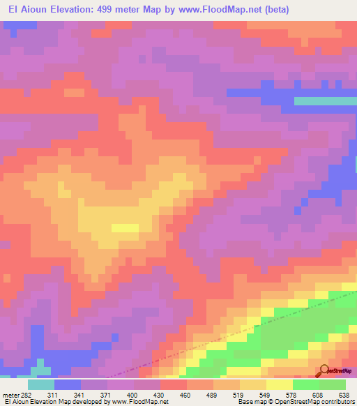 El Aioun,Tunisia Elevation Map