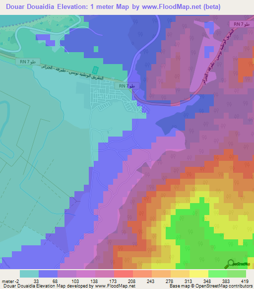 Douar Douaidia,Tunisia Elevation Map