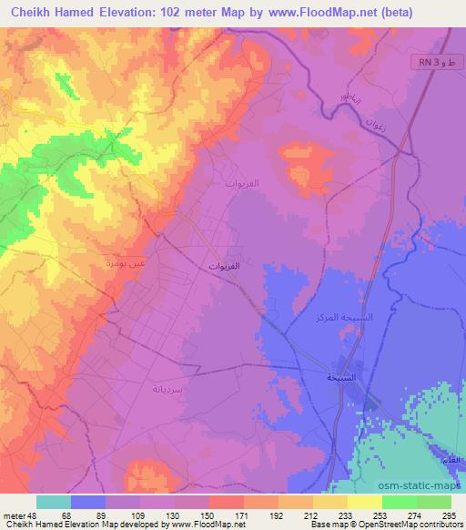 Cheikh Hamed,Tunisia Elevation Map
