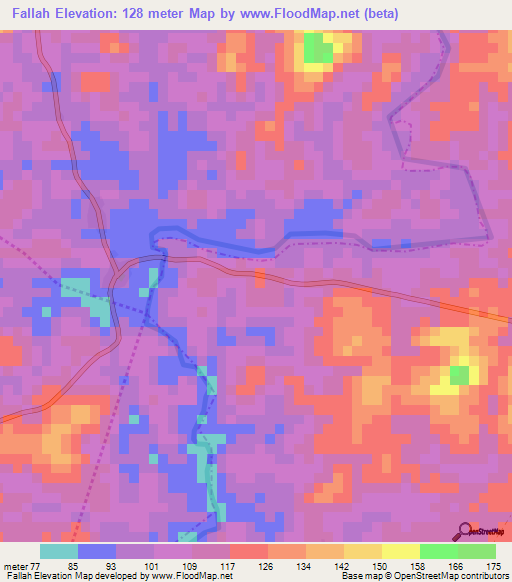 Fallah,Liberia Elevation Map