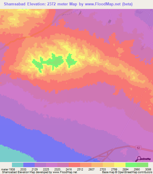 Shamsabad,Iran Elevation Map