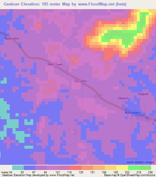 Geeboer,Liberia Elevation Map