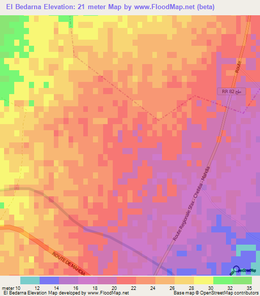 El Bedarna,Tunisia Elevation Map
