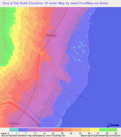 Borj el Haj Braik,Tunisia Elevation Map