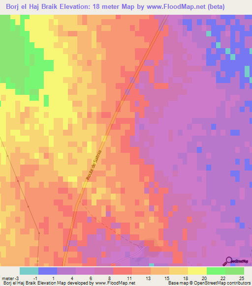Borj el Haj Braik,Tunisia Elevation Map