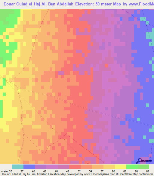 Douar Oulad el Haj Ali Ben Abdallah,Tunisia Elevation Map