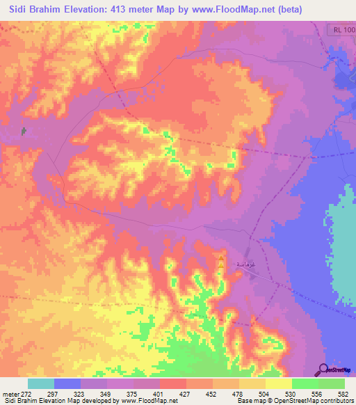 Sidi Brahim,Tunisia Elevation Map