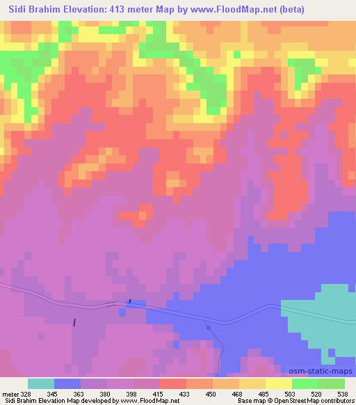 Sidi Brahim,Tunisia Elevation Map
