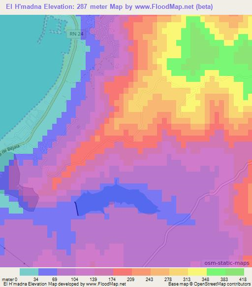 El H'madna,Algeria Elevation Map