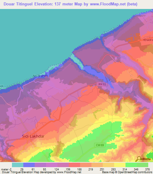 Douar Titinguel,Algeria Elevation Map