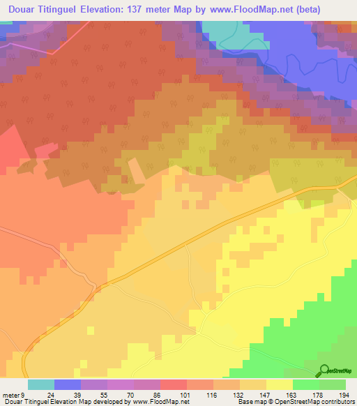 Douar Titinguel,Algeria Elevation Map