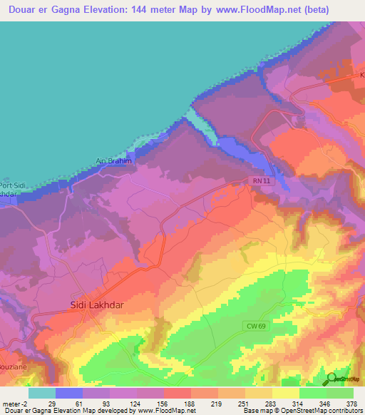Douar er Gagna,Algeria Elevation Map