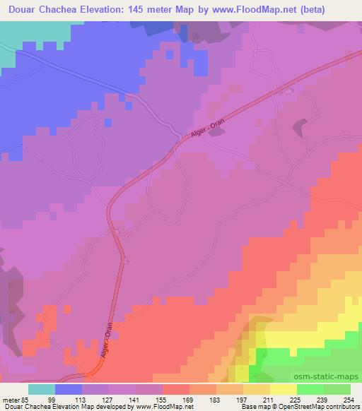 Douar Chachea,Algeria Elevation Map
