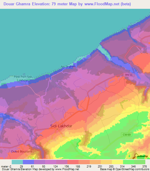 Douar Ghamra,Algeria Elevation Map