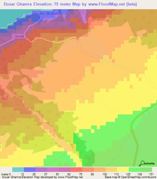 Douar Ghamra,Algeria Elevation Map