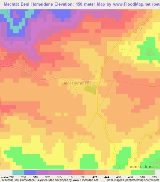 Mechtat Beni Hameidane,Algeria Elevation Map