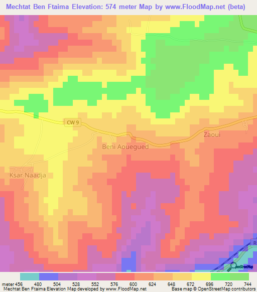 Mechtat Ben Ftaima,Algeria Elevation Map